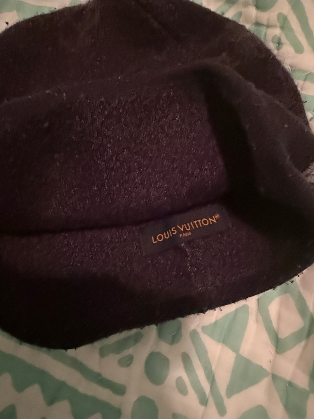 Louis Vuitton Black Beanie with Gray Trim - Picture 2 of 5